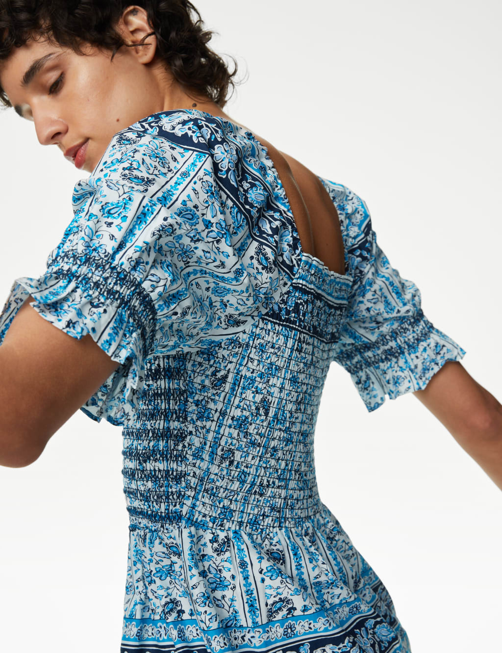 Pure Cotton Printed Square Neck Midi Dress image 2