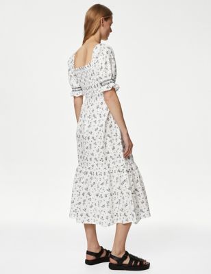 Faithfull the Brand + Gianna Shirred Tiered Floral-Print Linen Dress