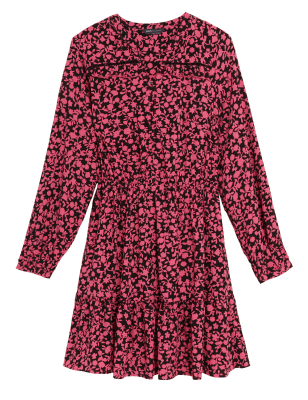 

Womens M&S Collection Floral V-Neck Mini Waisted Dress - Pink Mix, Pink Mix