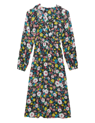 

Womens M&S Collection Ditsy Floral V-Neck Midi Waisted Dress - Multi, Multi