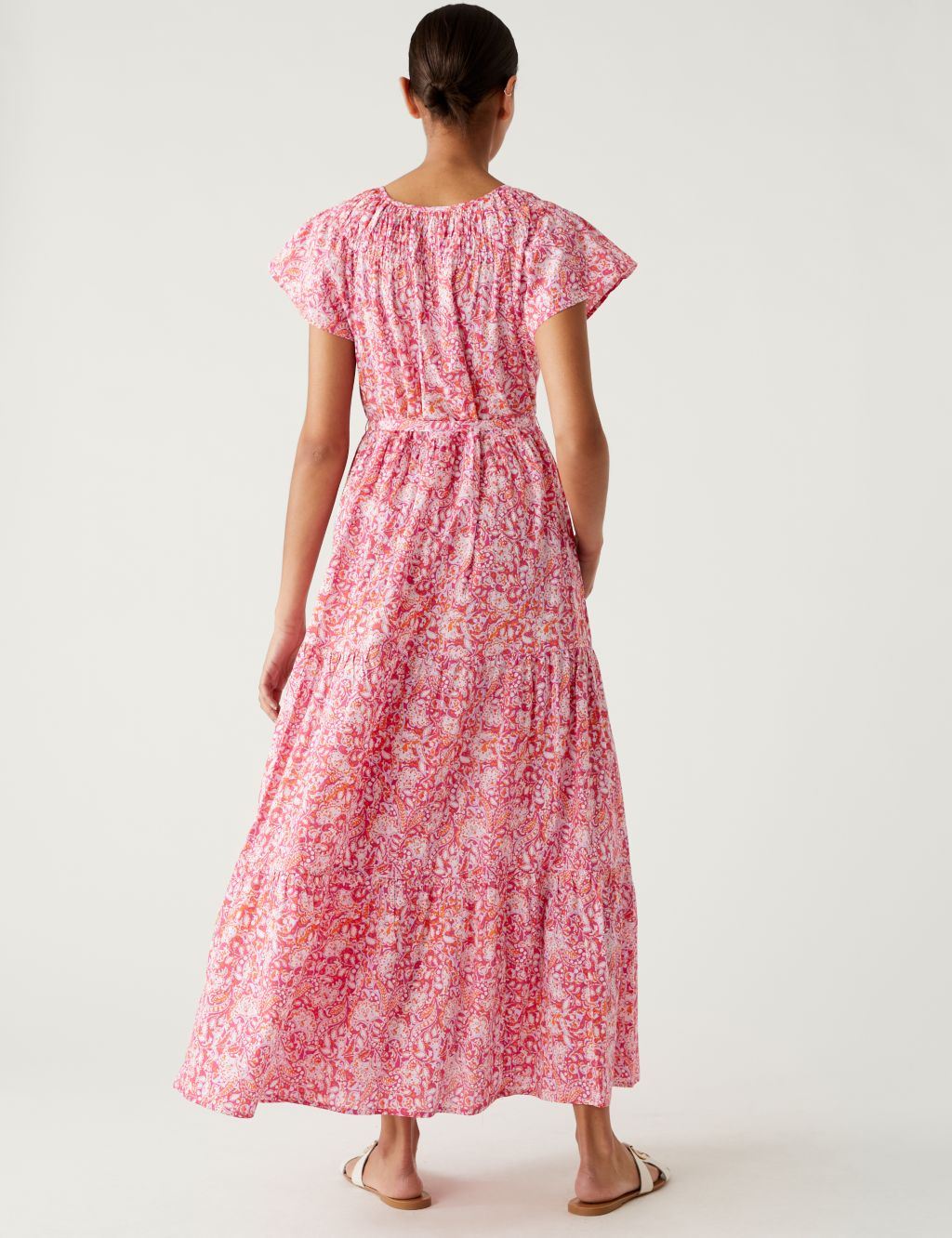 Pure Cotton Printed V-Neck Midaxi Dress image 4