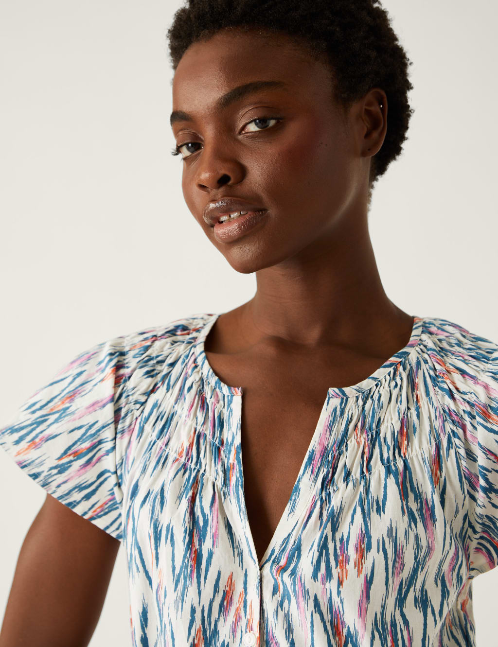 Pure Cotton Printed V-Neck Midaxi Dress image 3