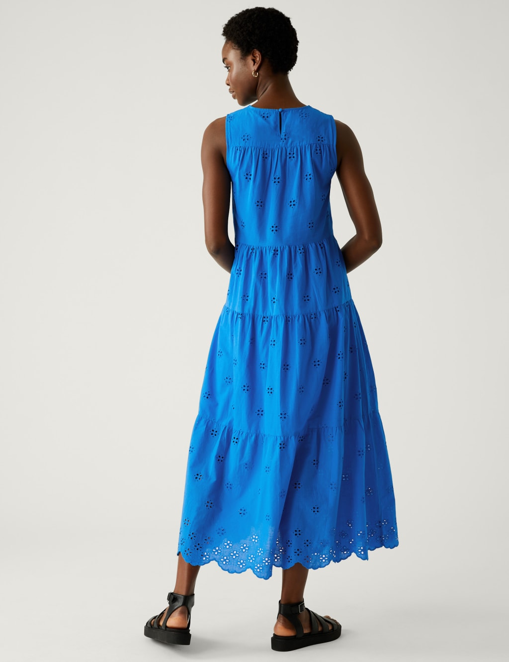Pure Cotton Cutwork Maxi Tiered Dress image 4