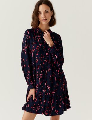 Marks And Spencer Womens M&S Collection Printed Knee Length Shirt Dress - Navy Mix