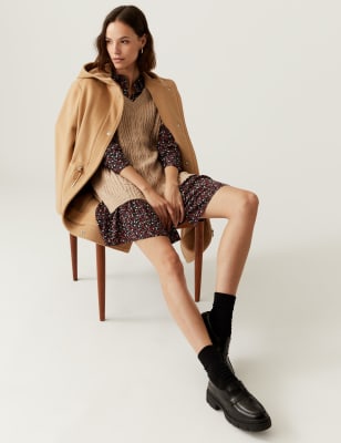 

Womens M&S Collection Knielanges Shirtkleid mit Muster - Multi, Multi