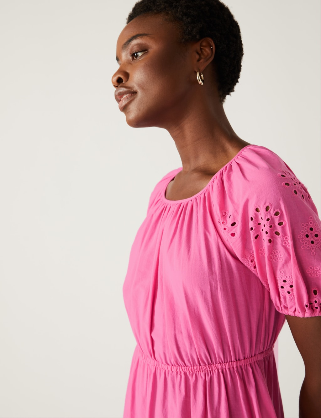 Pure Cotton Broderie Midaxi Tiered Dress image 2