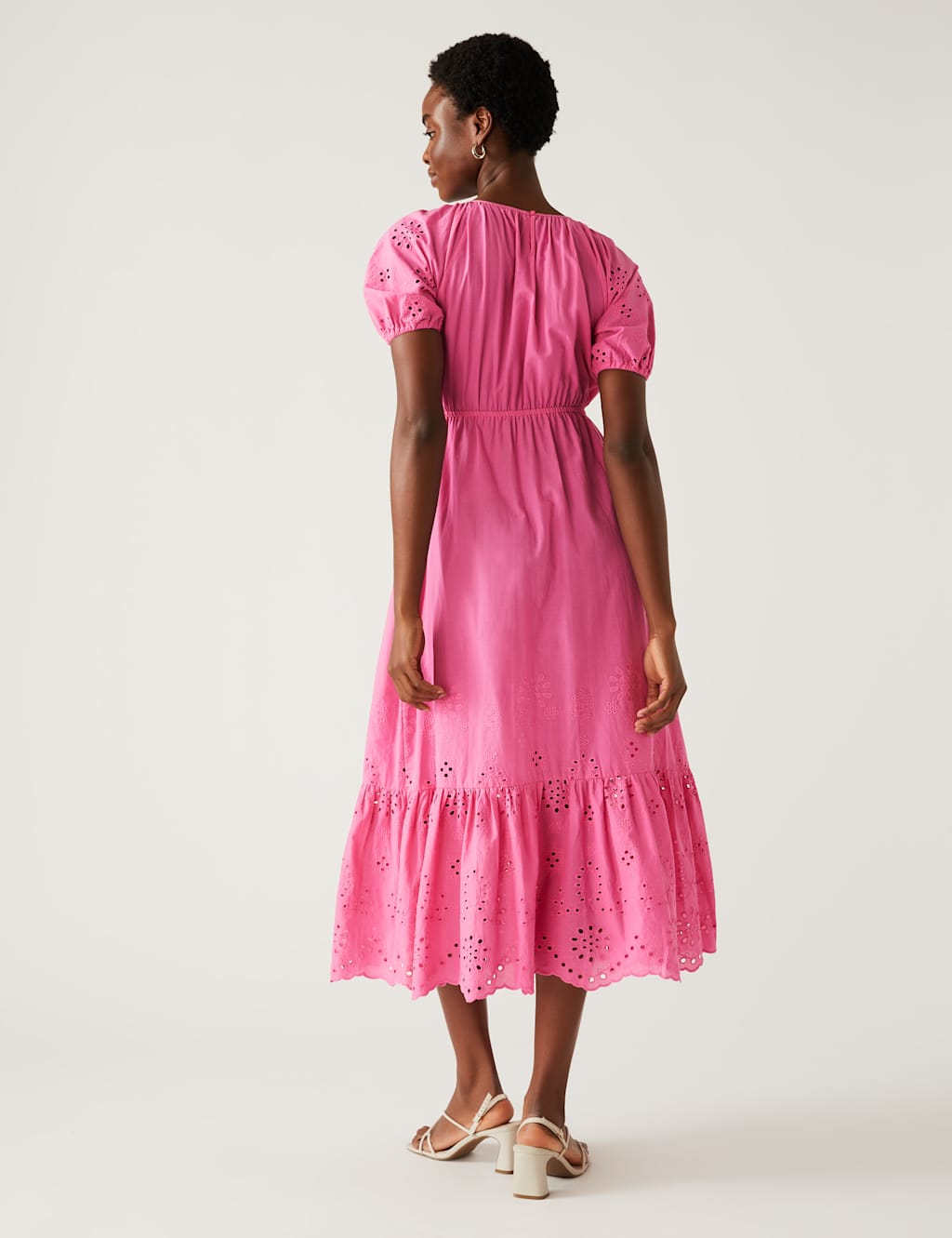 Pure Cotton Broderie Midaxi Tiered Dress image 4