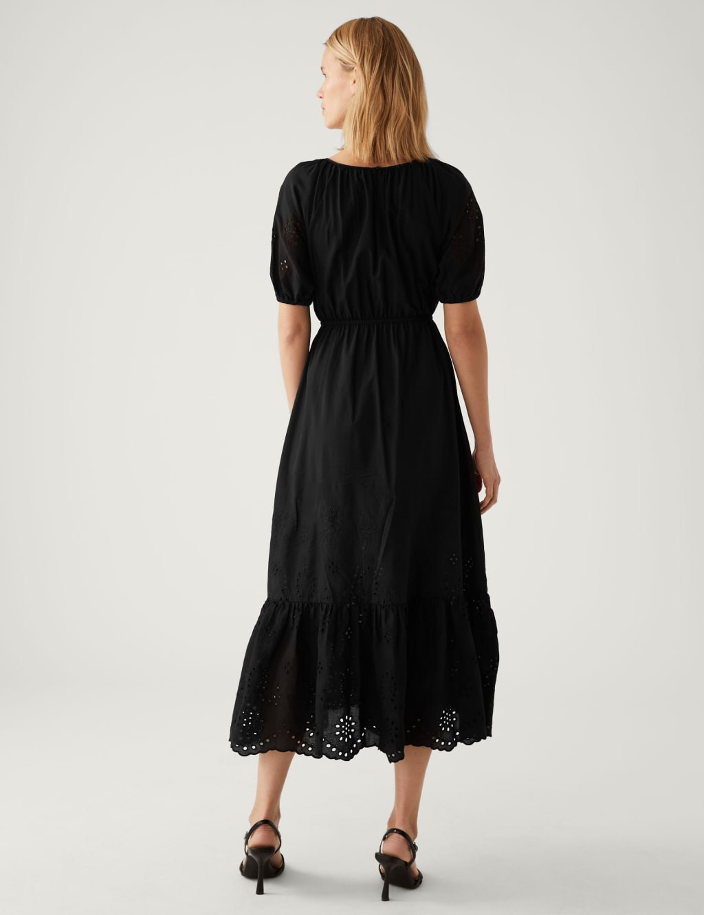 Pure Cotton Broderie Midaxi Tiered Dress image 4