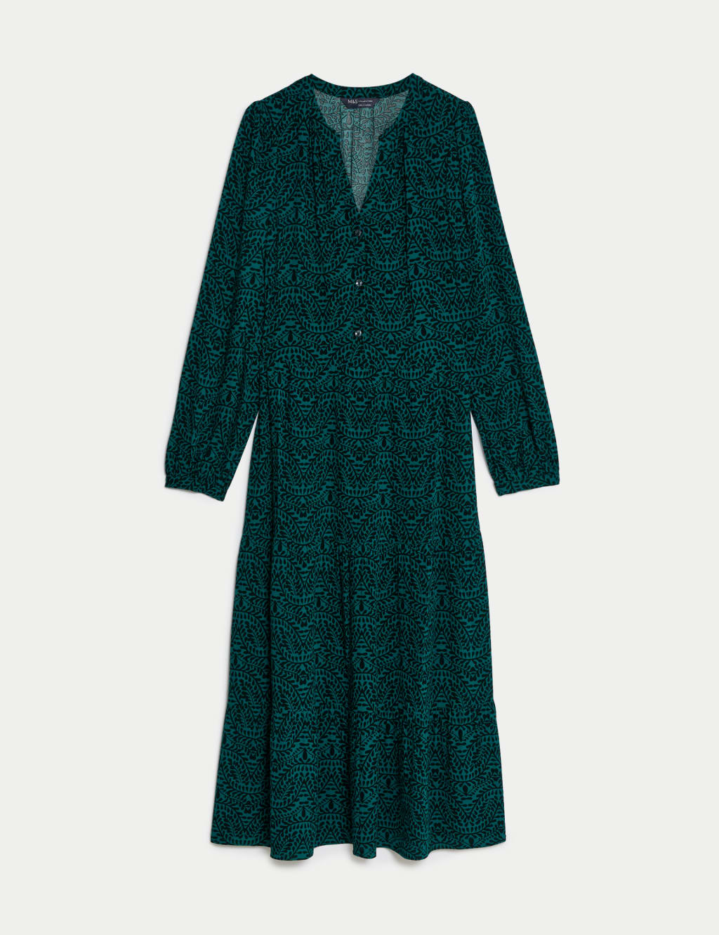 Printed V-Neck Midi Tiered Dress image 2