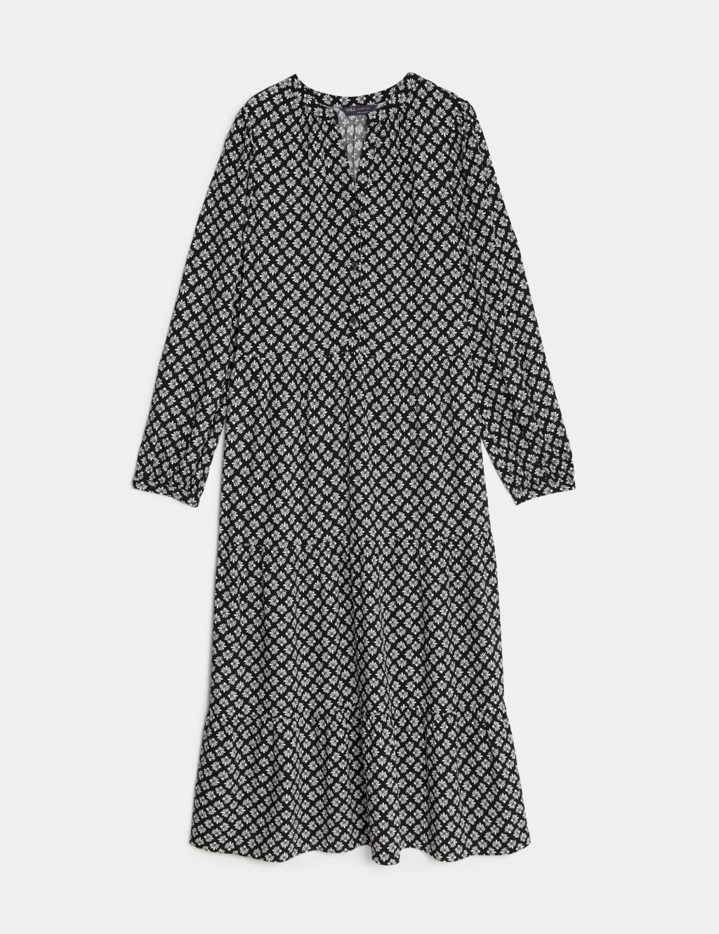 Printed V-Neck Midi Tiered Dress image 2