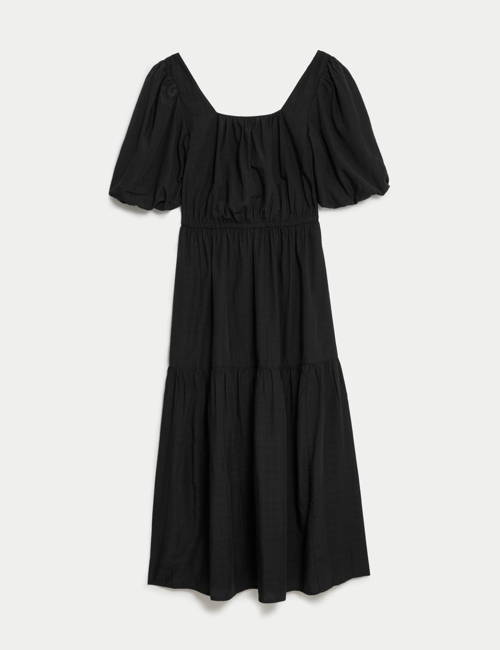 Textured Square Neck Midi Tiered Dress image 2