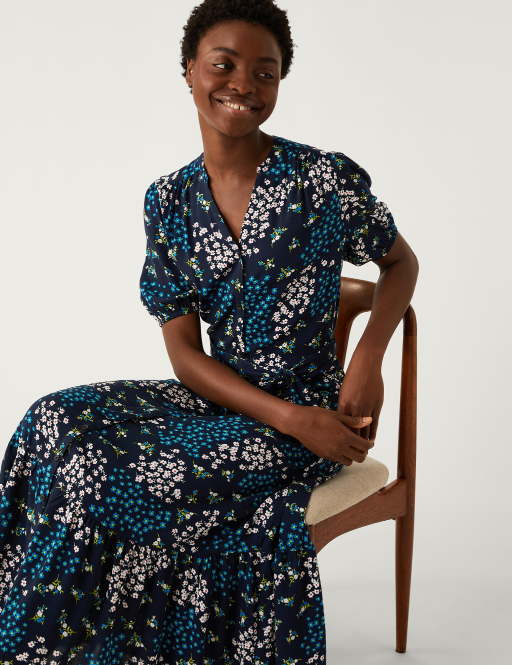 Printed Belted Midi Shirt Dress image 1