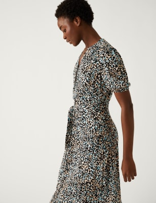 

M&S Collection Vestido camisero a media pierna estampado con cinturónWomens - Natural Mix, Natural Mix
