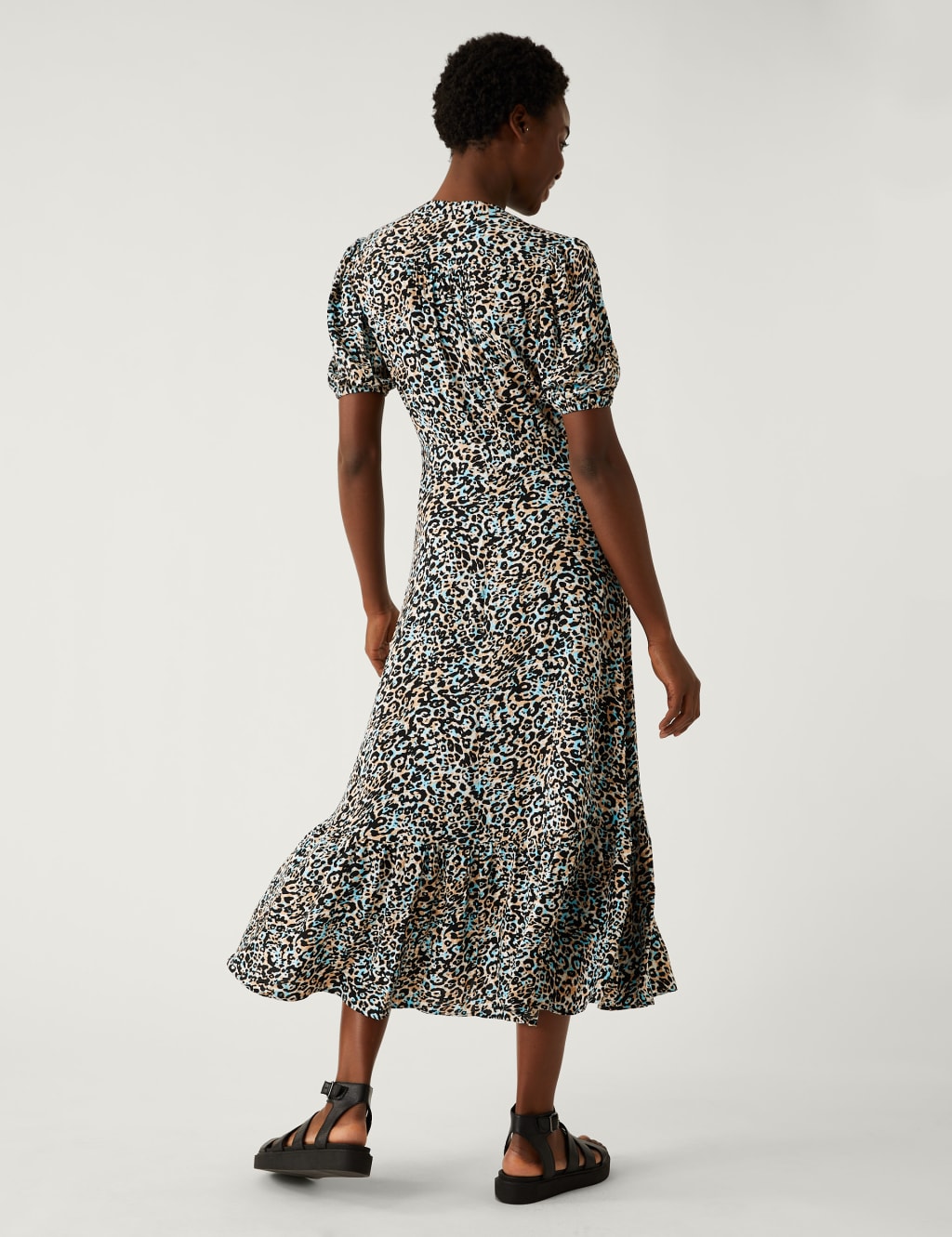 Printed Belted Midi Shirt Dress image 4