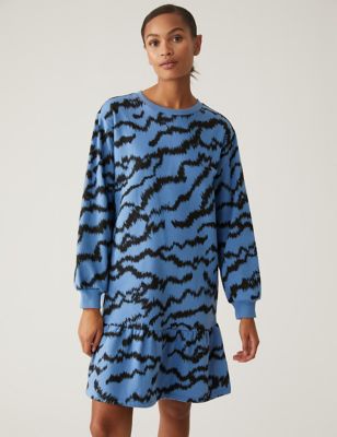 Cotton Rich Animal Print Jumper Dress