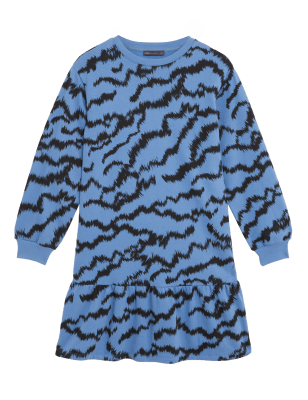 

Womens M&S Collection Pulloverkleid mit Tiermuster und hohem Baumwollanteil - Blue Mix, Blue Mix