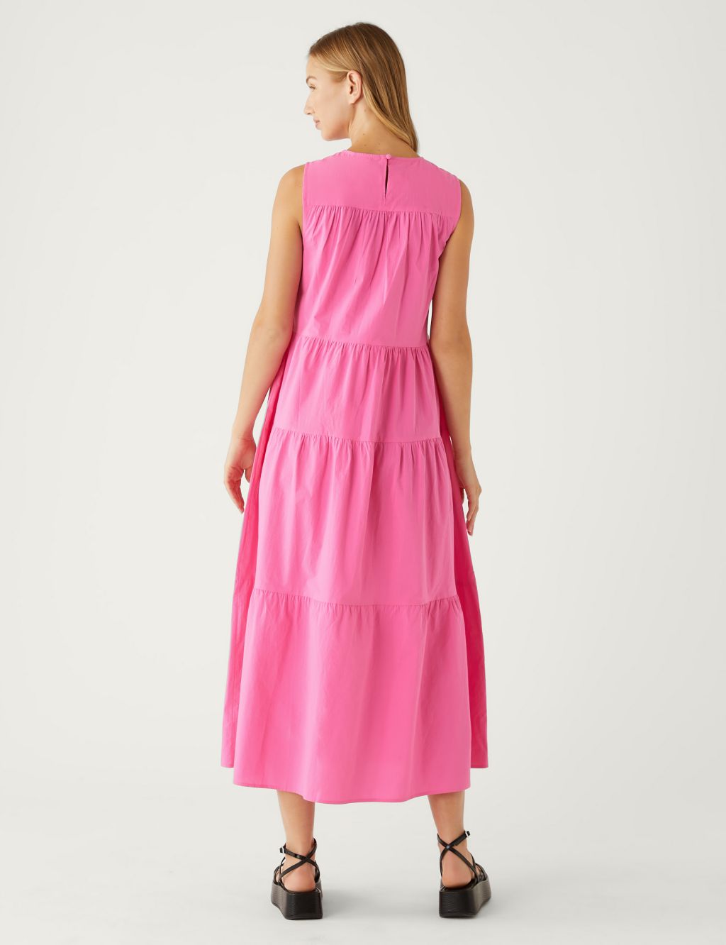 Pure Cotton Round Neck Maxi Tiered Dress image 4