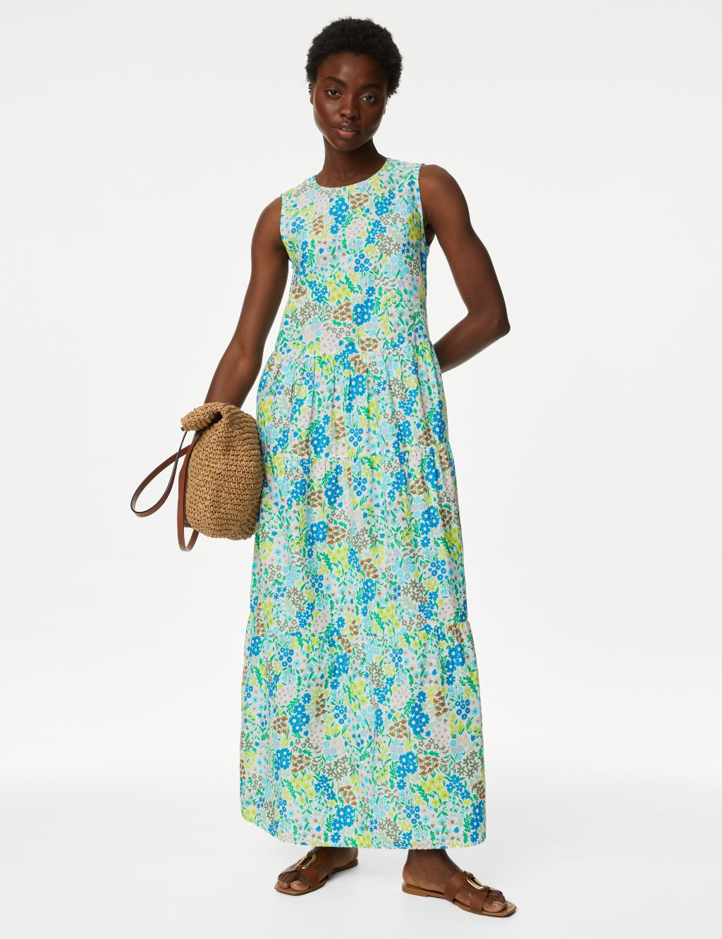Pure Cotton Printed Maxi Tiered Dress image 1