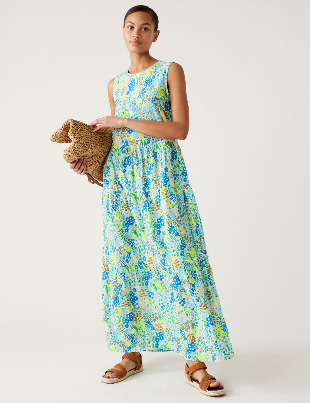 Pure Cotton Printed Maxi Tiered Dress image 4