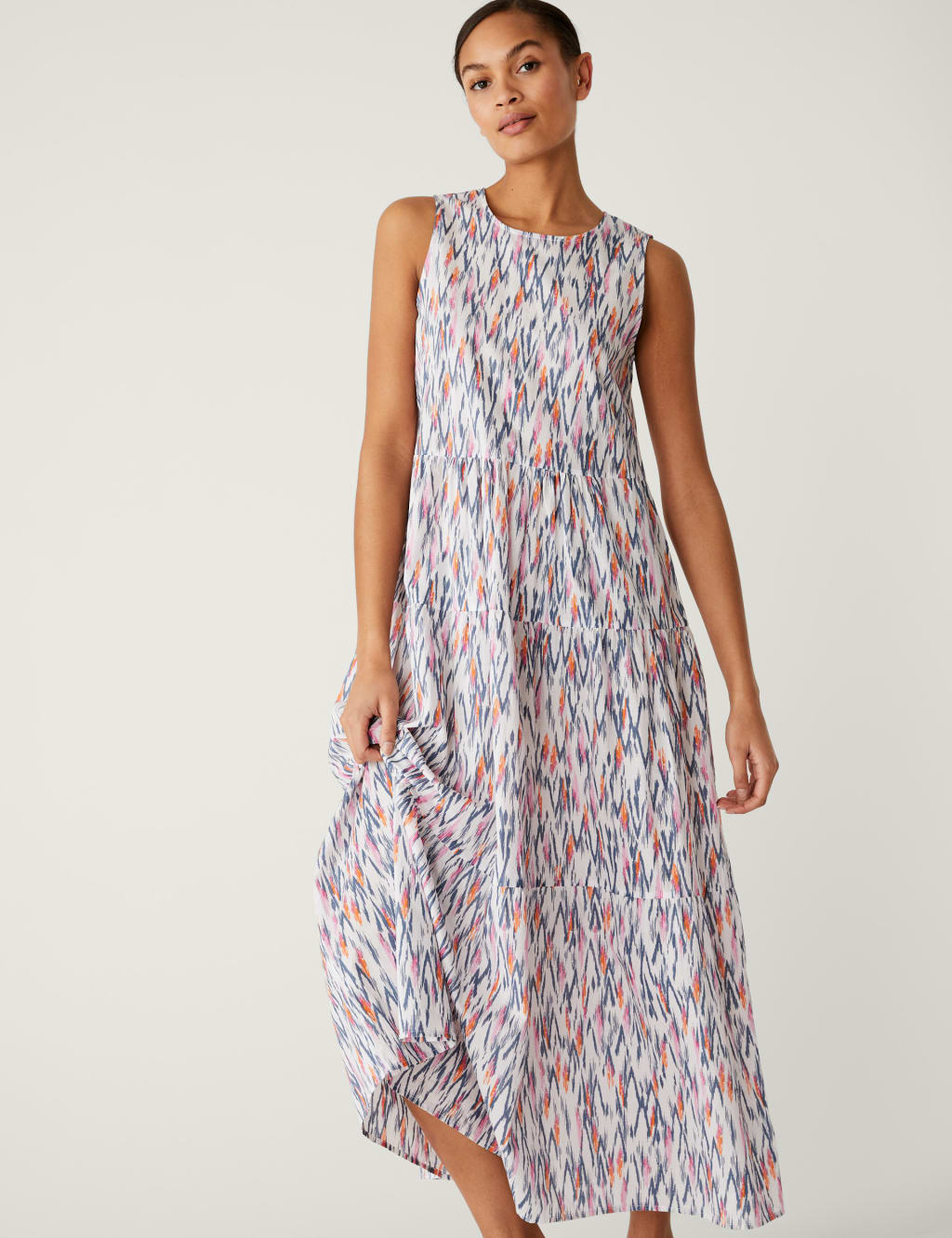 Pure Cotton Printed Maxi Tiered Dress image 1