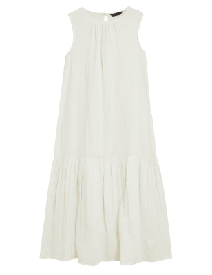 

Womens M&S Collection Ärmelloses Midi-Stufenkleid aus reiner Baumwolle - Ivory, Ivory