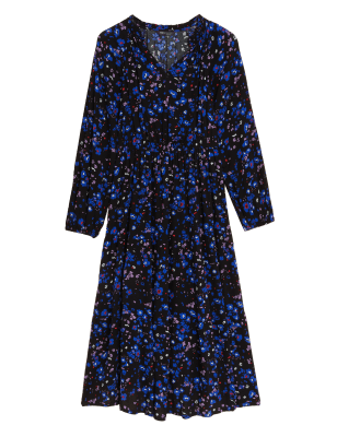 

Womens M&S Collection Floral V-Neck Midi Waisted Dress - Multi, Multi