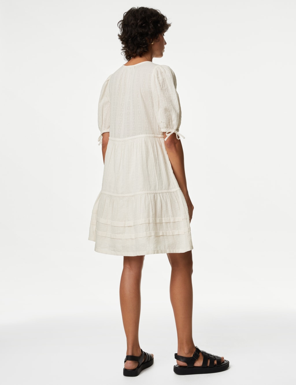 Pure Cotton V-Neck Mini Tiered Dress image 4