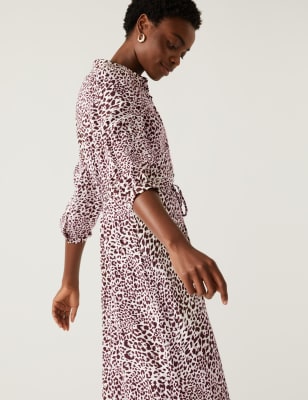 

Womens M&S Collection Gemustertes Midi-Shirtkleid mit Bindegürtel im Taillenbereich - Multi, Multi