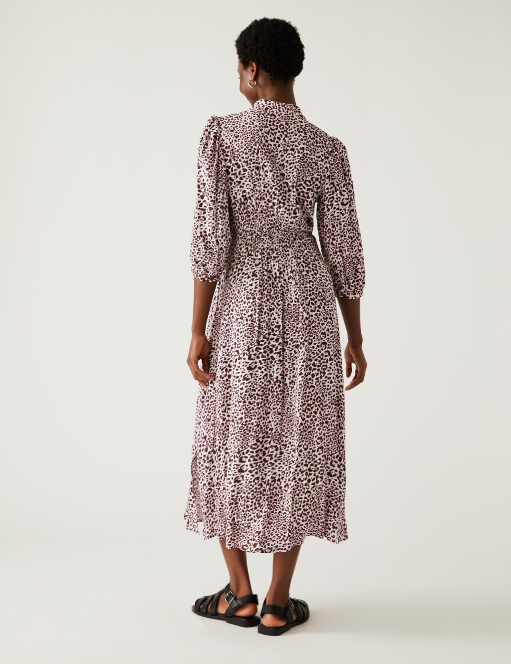 Printed Tie Waist Midi Shirt Dress image 4