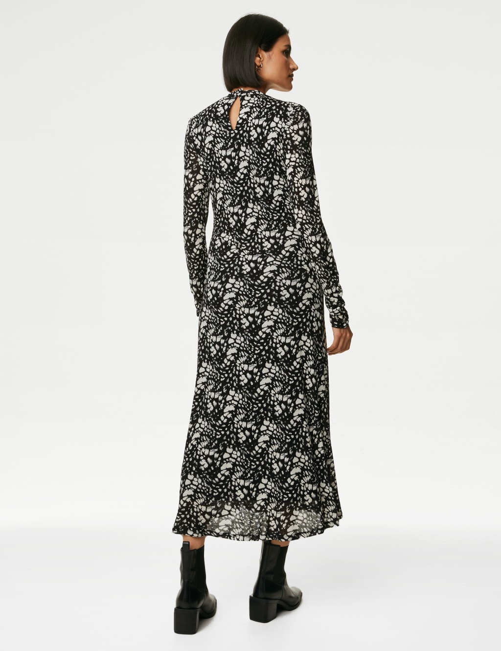 Jersey Printed Funnel Neck Midi Dress image 5
