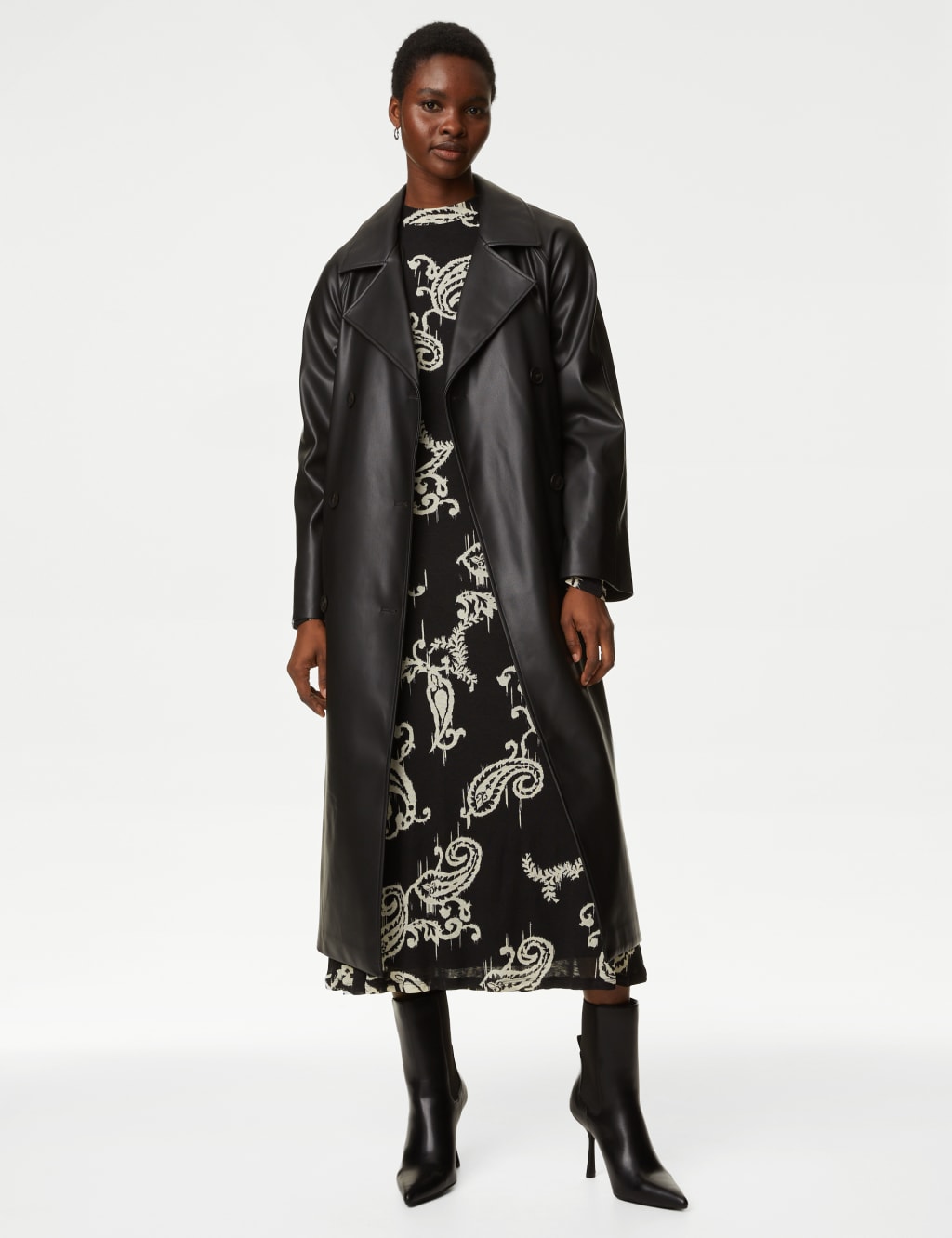 Jersey Printed Funnel Neck Midi Dress image 4
