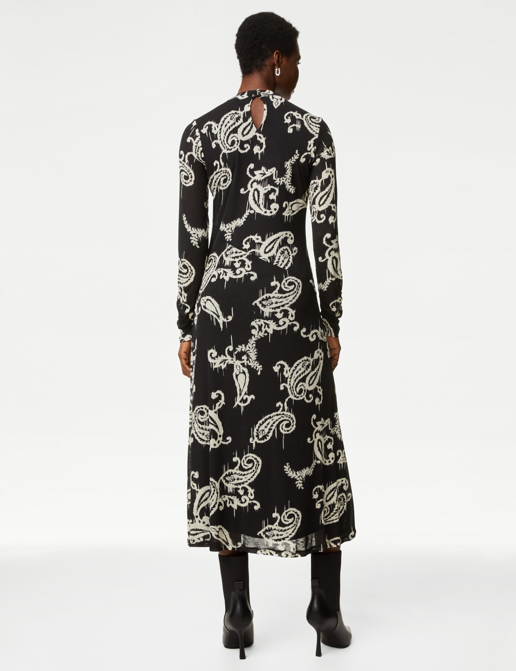 Jersey Printed Funnel Neck Midi Dress image 6