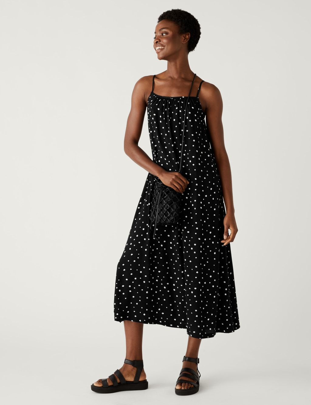 Printed Square Neck Midi Slip Dress image 1