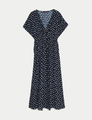 

Womens M&S Collection Printed V-Neck Midi Wrap Dress - Navy Mix, Navy Mix