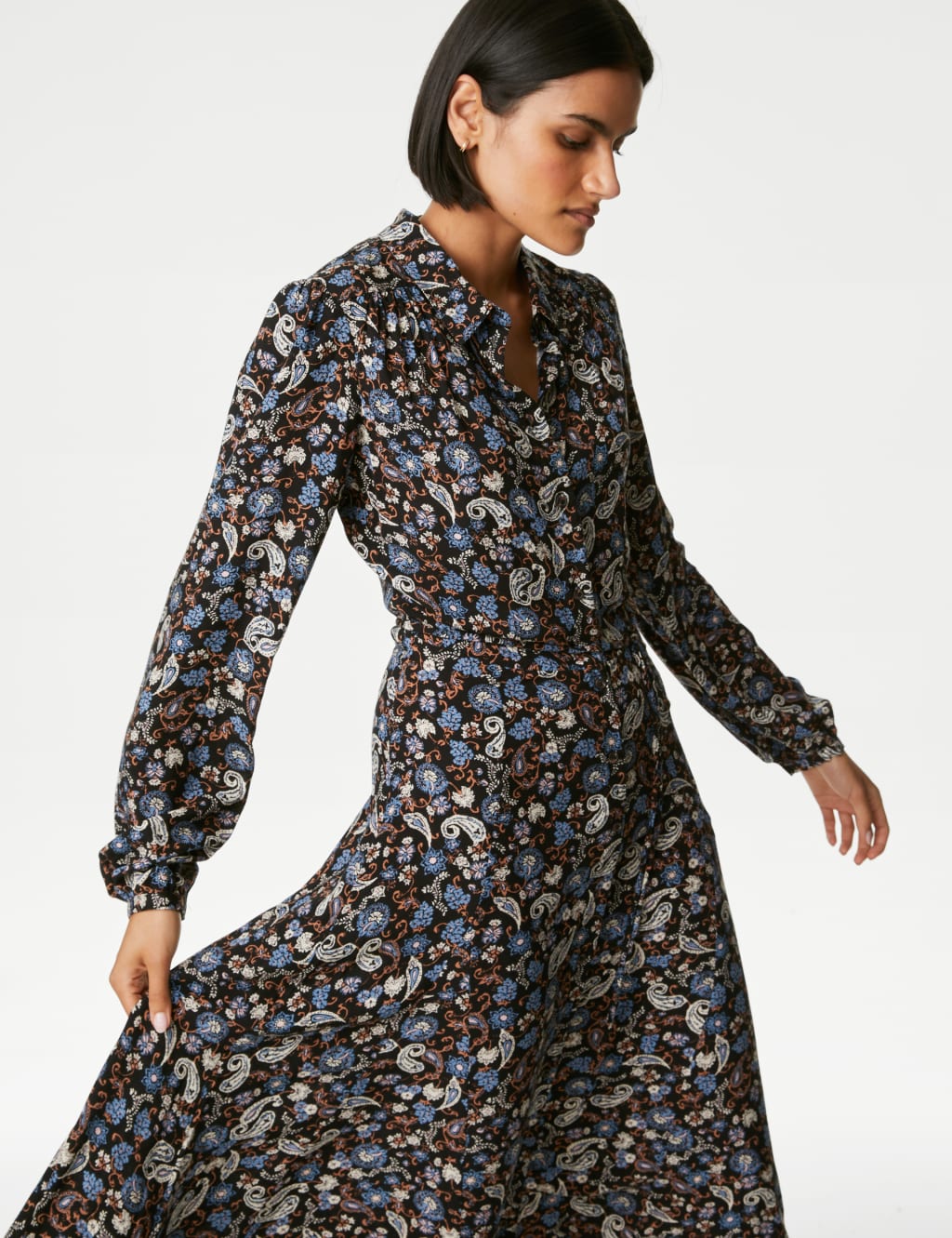 Printed Midi Shirt Dress image 1
