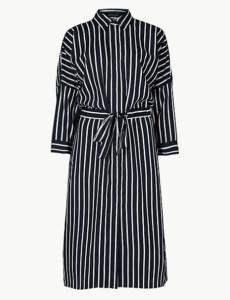 Striped 3/4 Sleeve Shirt Dress | M&S Collection | M&S