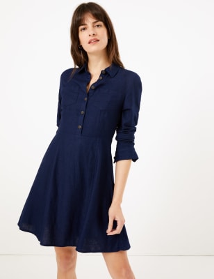 Katoenen mini-overhemdjurk