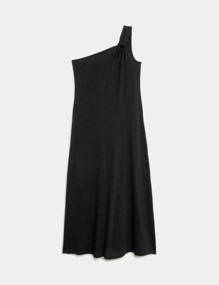 Pure Cotton One Shoulder Midi Relaxed Dress