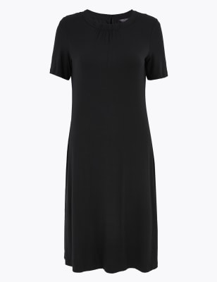 black jersey swing dress