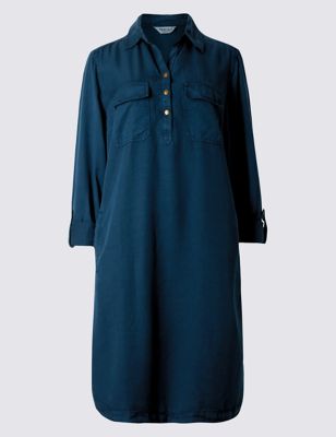 Side Split Long Sleeve Shirt Dress | Indigo Collection | M&S