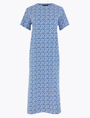 palm print midi dress