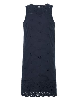 M&S Womens Pure Cotton Embroidered Shift Dress