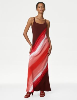

Womens M&S Collection Printed Maxi Cami Slip Dress - Red Mix, Red Mix