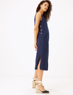 side button midi dress