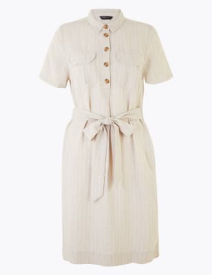 marks and spencer white linen dress