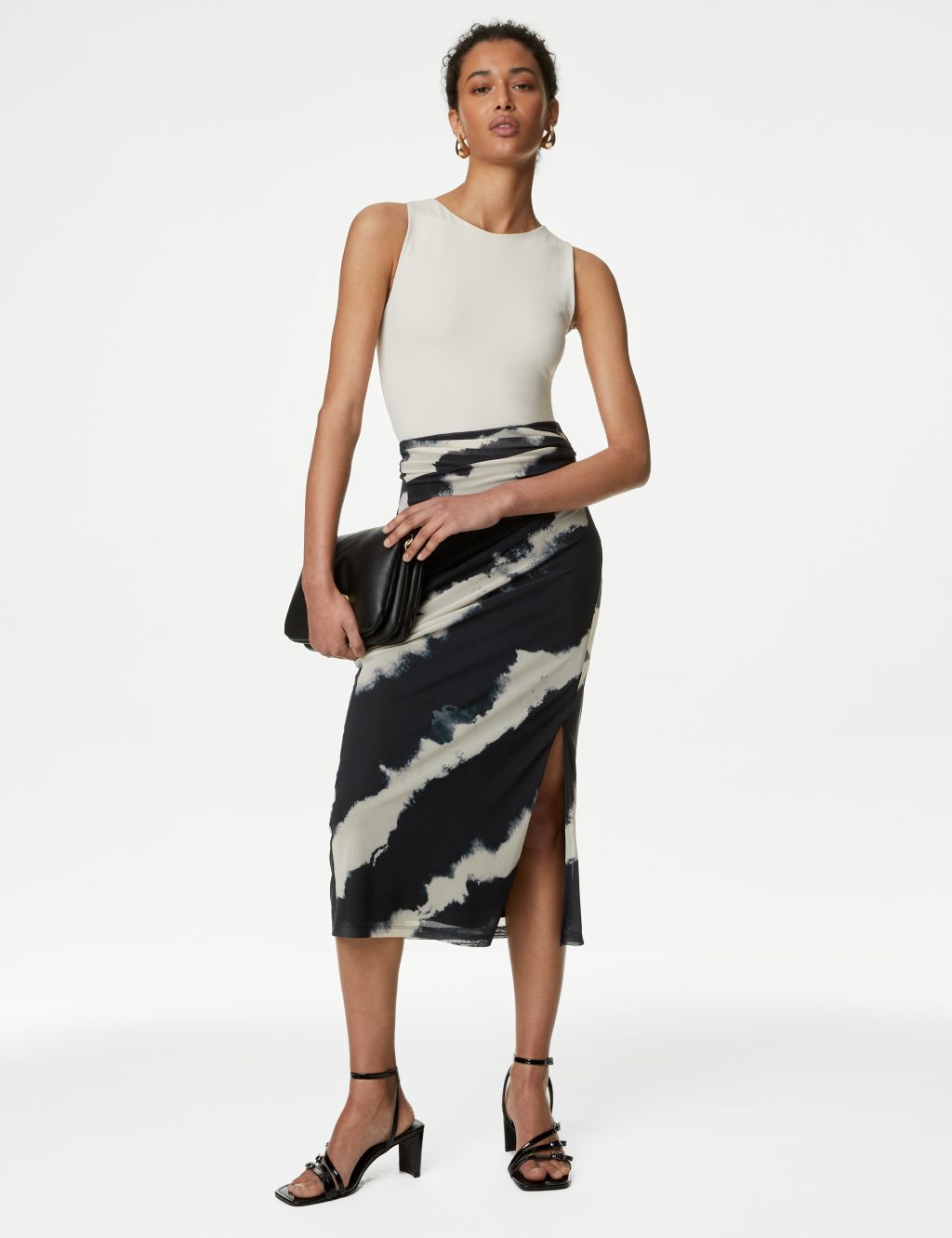 Printed Midi Wrap Skirt
