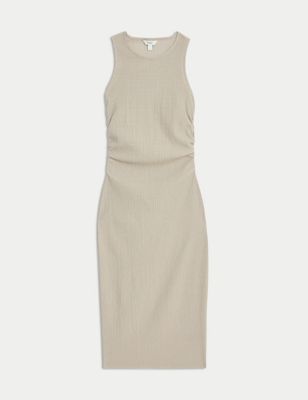 

Womens M&S Collection Round Neck Ruched Midi Column Dress - Grey, Grey