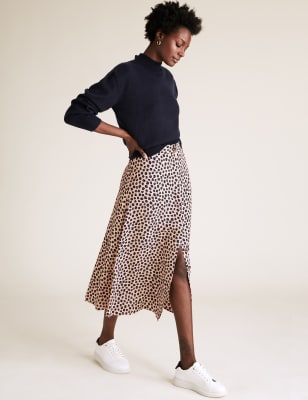 Black ditsy floral midi skirt sale