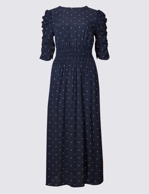 Star Print Half Sleeve Swing Midi Dress | M&S Collection | M&S