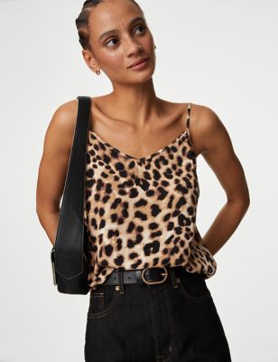 

Womens M&S Collection Animal Print V-Neck Regular Fit Cami Top - Brown Mix, Brown Mix